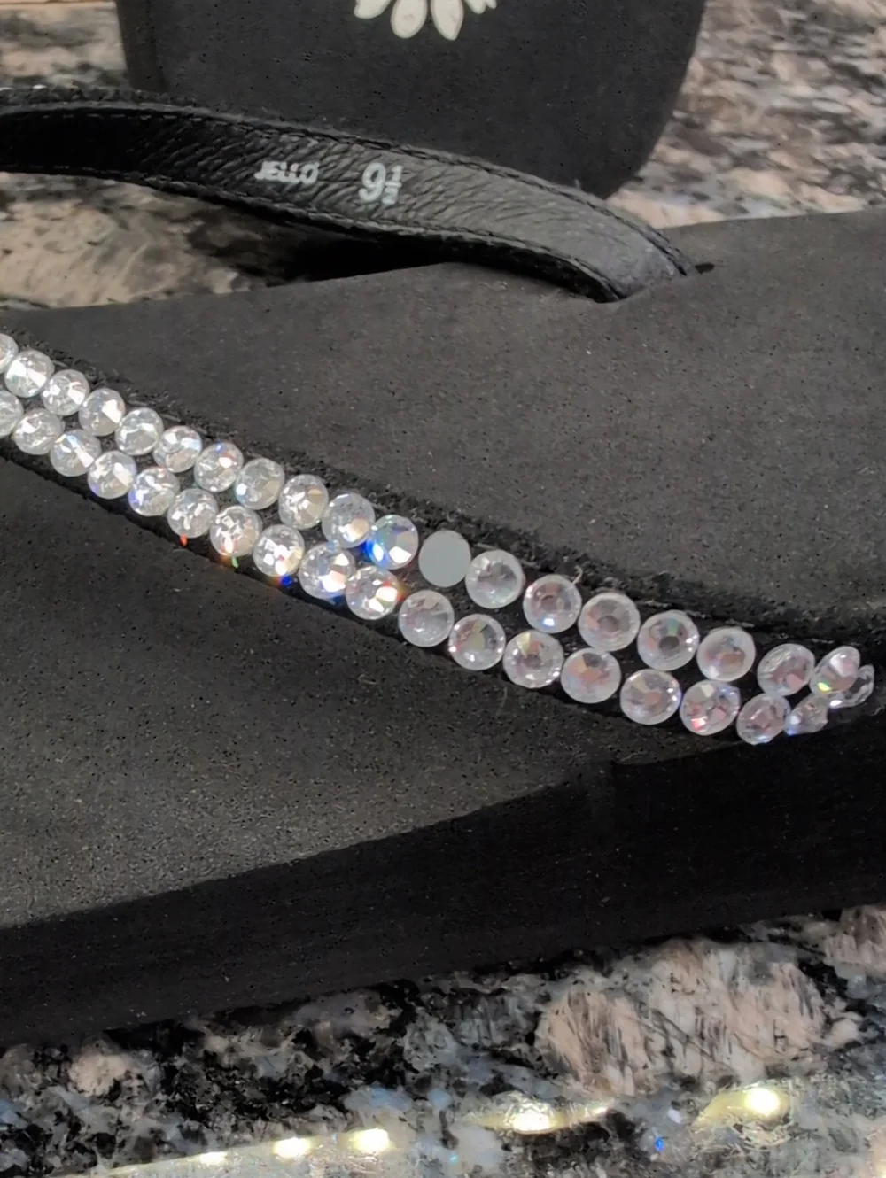 Yellow Box Women's Black Rhinestone Flip Flop Sandals - Picture 4 of 6